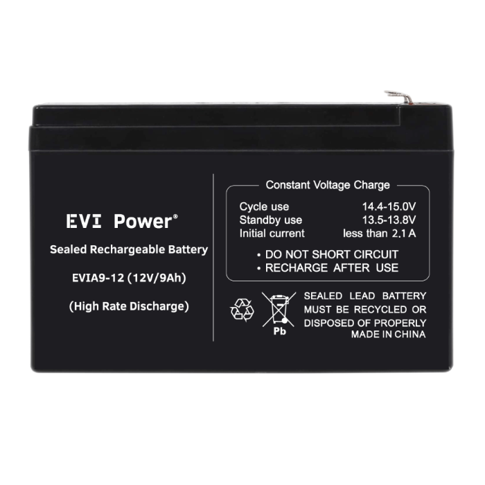 EVI Power 12V 9AH UPS Battery EVI Power 12V 9AH UPS Battery- Black colour
